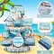 21 Pcs Summer Beach Tiered Tray Decor Set Farmhouse Tray Decor Items Sea Turtle Shell Conch Wood Sign Rustic Beach Table Decoration for Home Kitchen Hawaii Party Holiday Outdoor Shelf